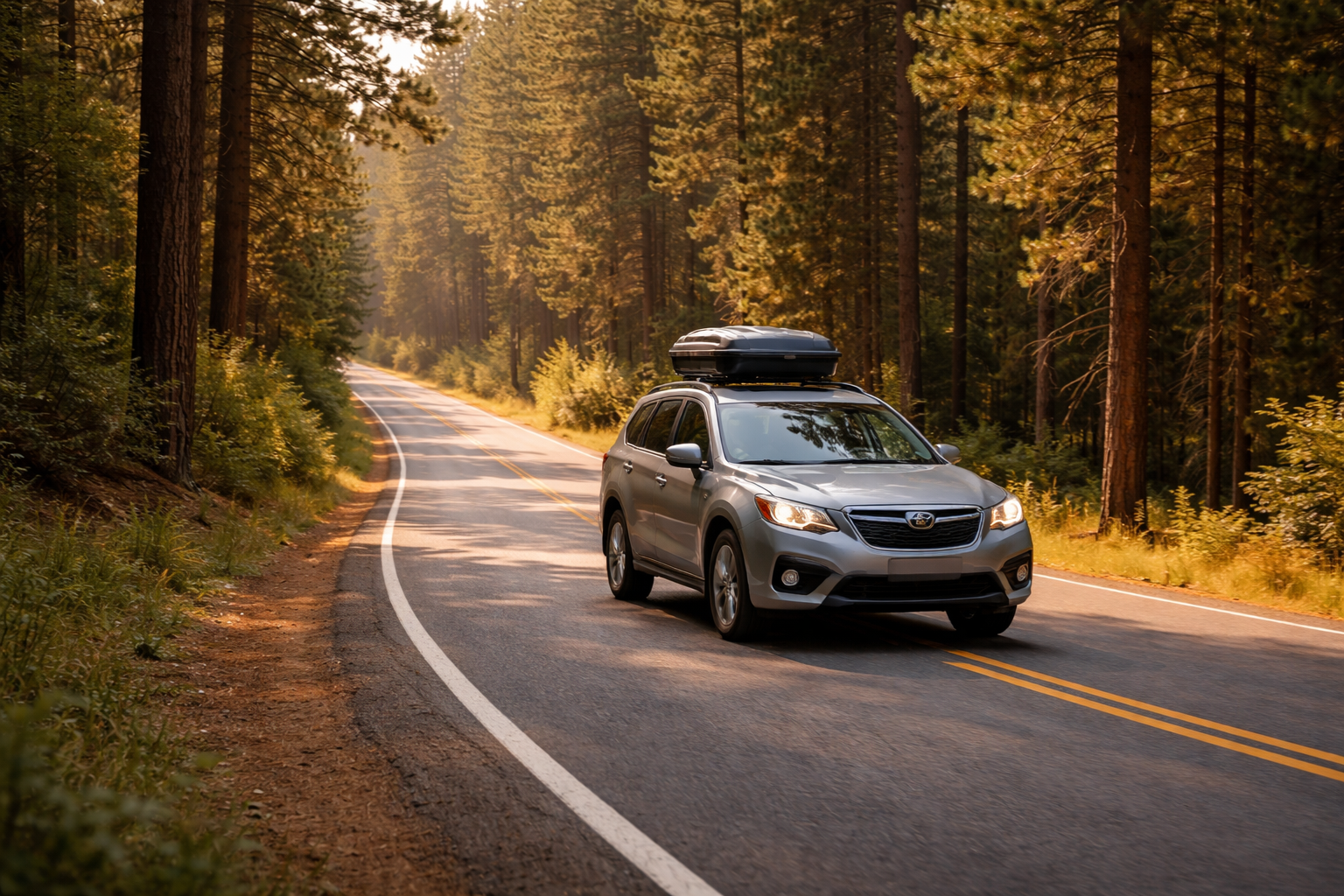 car driving through the country